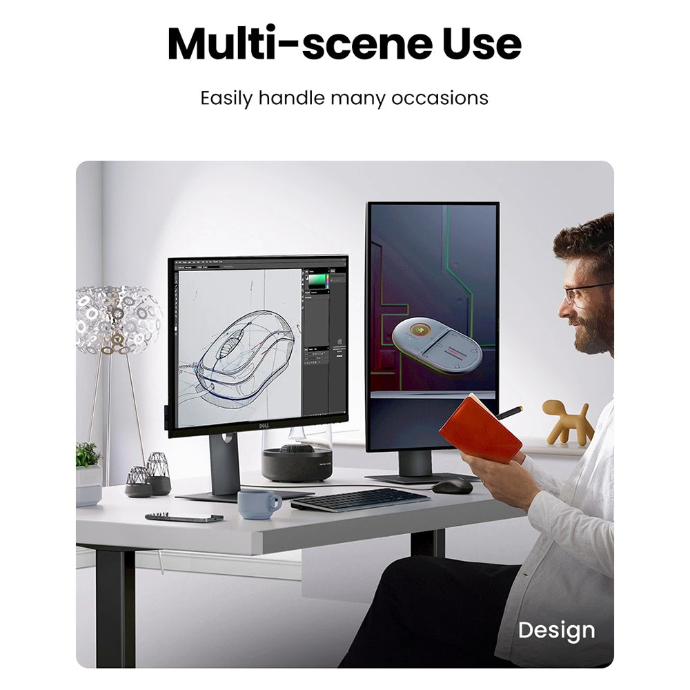 Mus med sladd USB UGREEN MU007, 1200DPI, 1.5m, Svart