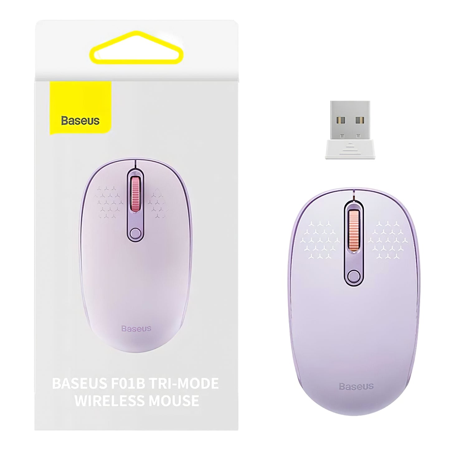 Trådlös mus Baseus F01B Tri-Mode, 1600DPI, BT / Wi-Fi, Lila B01055503513-00