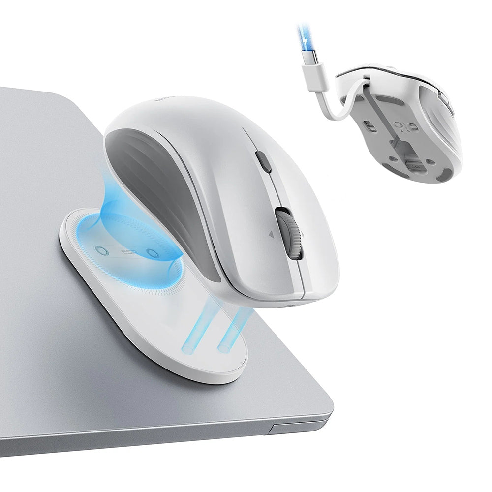 Trådlös mus ESR MagMouse, 800DPI - 4800DPI, BT / Wi-Fi, Vit