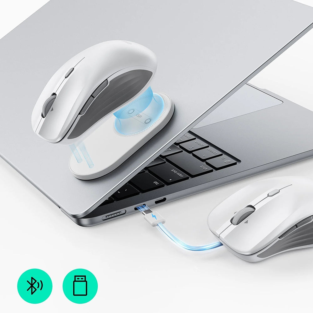 Trådlös mus ESR MagMouse, 800DPI - 4800DPI, BT / Wi-Fi, Vit