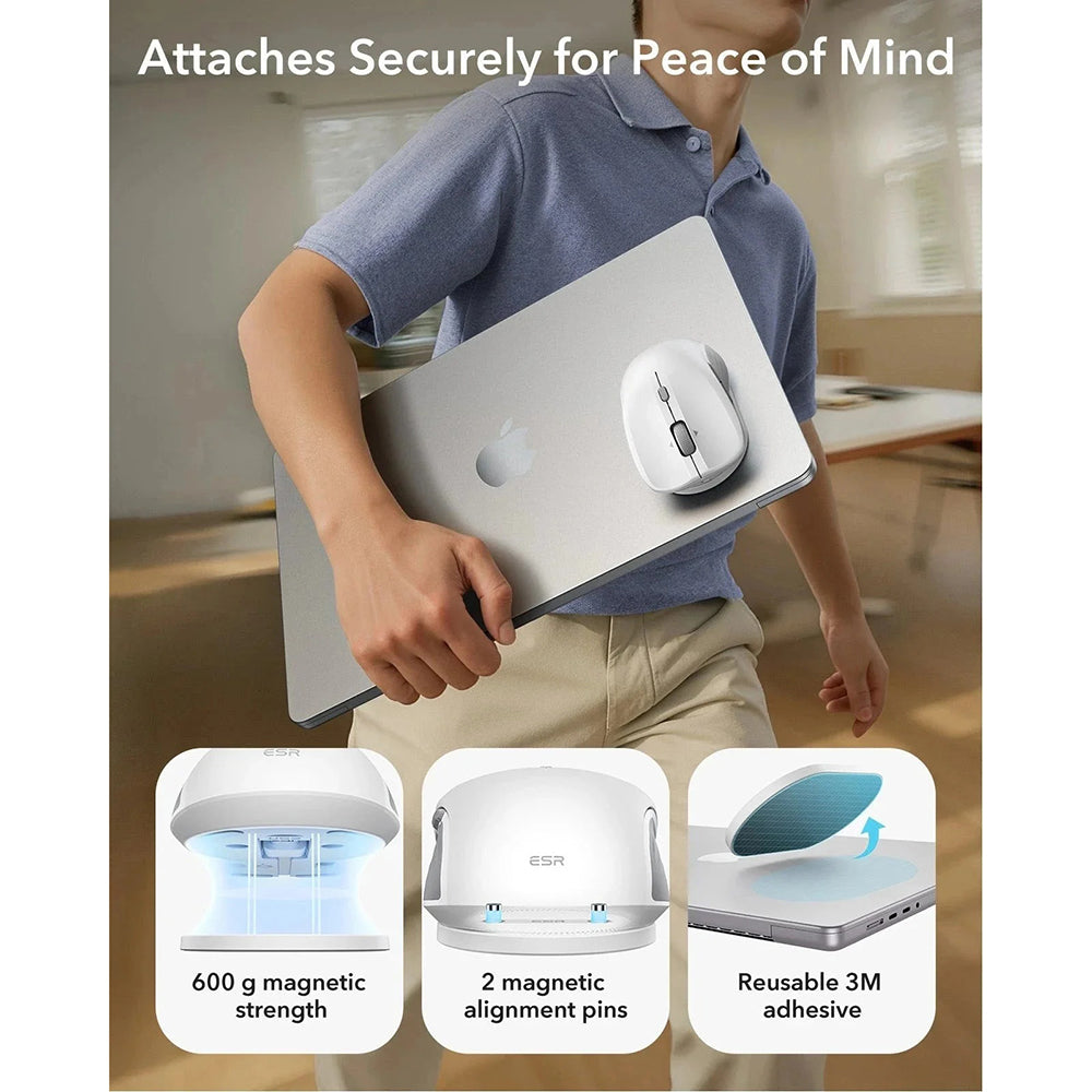 Trådlös mus ESR MagMouse, 800DPI - 4800DPI, BT / Wi-Fi, Vit