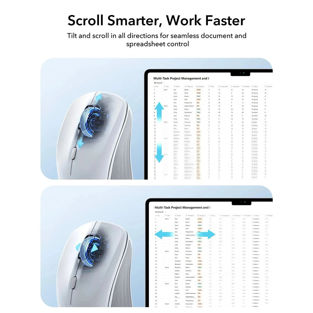 Trådlös mus ESR MagMouse, 800DPI - 4800DPI, BT / Wi-Fi, Vit
