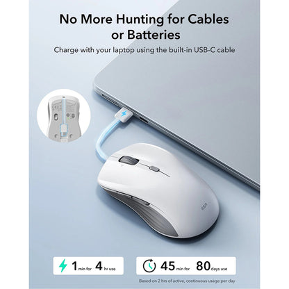 Trådlös mus ESR MagMouse, 800DPI - 4800DPI, BT / Wi-Fi, Vit