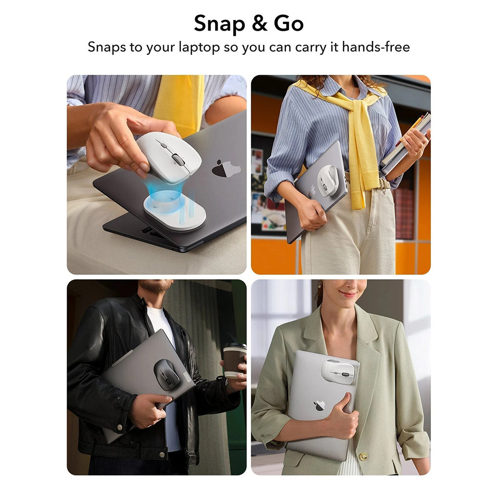 Trådlös mus ESR MagMouse, 800DPI - 4800DPI, BT / Wi-Fi, Grå