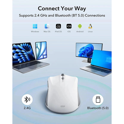 Trådlös mus ESR MagMouse, 800DPI - 4800DPI, BT / Wi-Fi, Grå