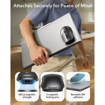 Trådlös mus ESR MagMouse, 800DPI - 4800DPI, BT / Wi-Fi, Grå