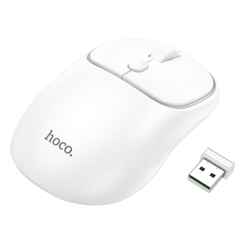 Trådlös mus HOCO GM25, 1600DPI, BT / Wi-Fi, Vit