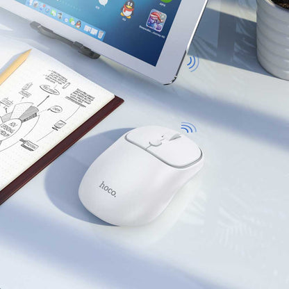Trådlös mus HOCO GM25, 1600DPI, BT / Wi-Fi, Vit