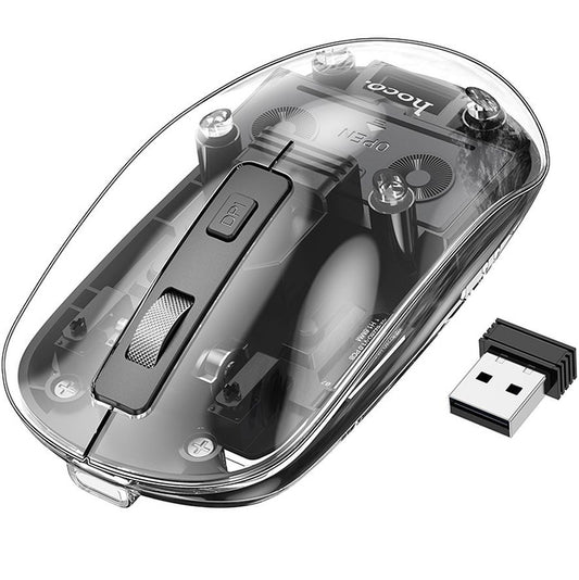 Trådlös mus HOCO GM29, 1600DPI, BT / Wi-Fi, Svart