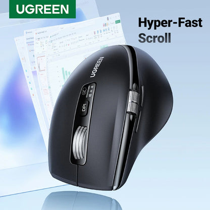 Trådlös mus UGREEN M751, 5000DPI, BT / Wi-Fi, Svart