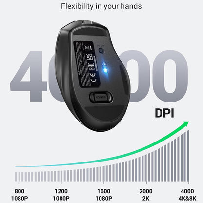 UGREEN MU006S Wireless Mouse (85082), 4000DPI, BT / Wi-Fi, Gray