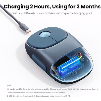 Trådlös mus UGREEN MU102 FUN+, 4000DPI, BT / Wi-Fi, Blå