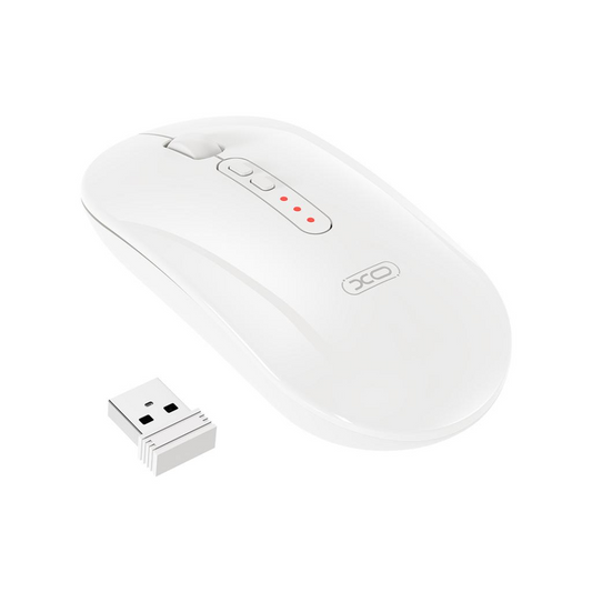 Trådlös mus XO Design M13 Silent Tri-mode, 1600DPI, BT / Wi-Fi, Vit