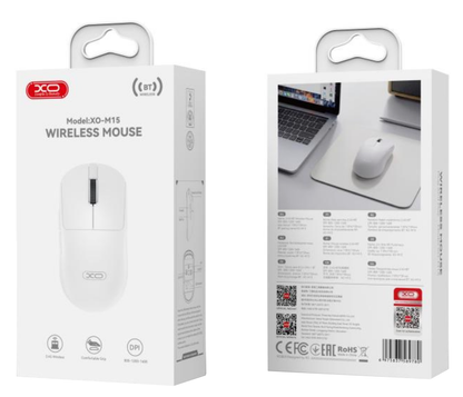 Trådlös mus XO Design M15, 1600DPI, BT / Wi-Fi, Vit