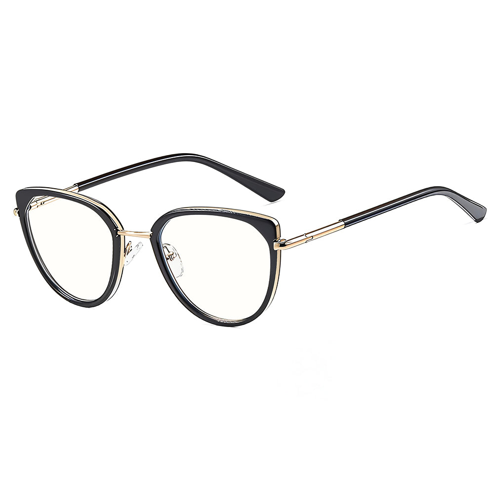 Techsuit 82290 Women's Computer Glasses, Anti-Blue Light, Black Gold