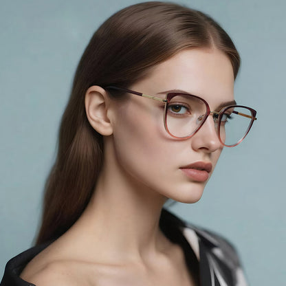 Techsuit 82290 Women's Computer Glasses, Anti-Blue Light, Black Gold