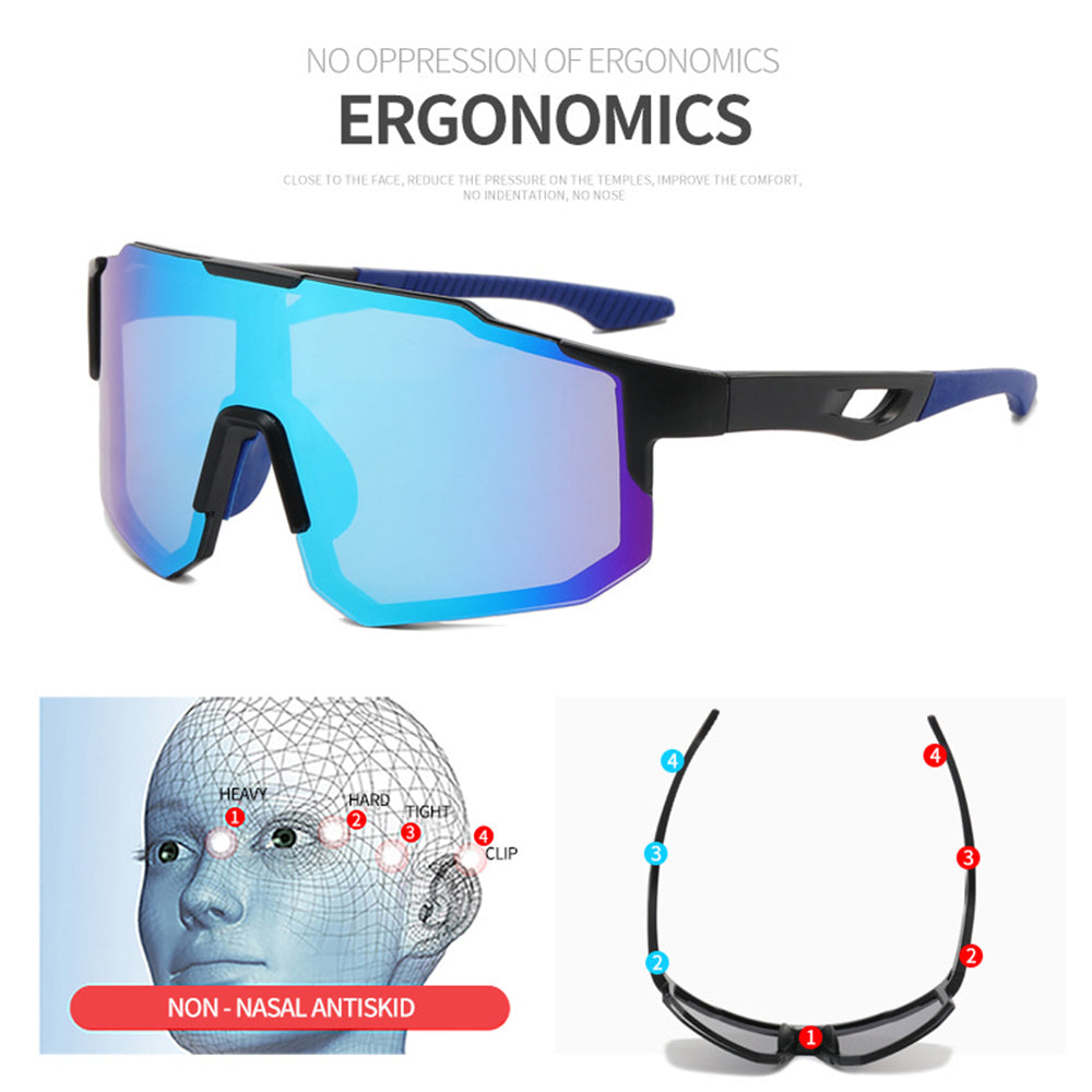 Unisex Cykelglasögon Techsuit 9337, UV-skydd, Svart Silver