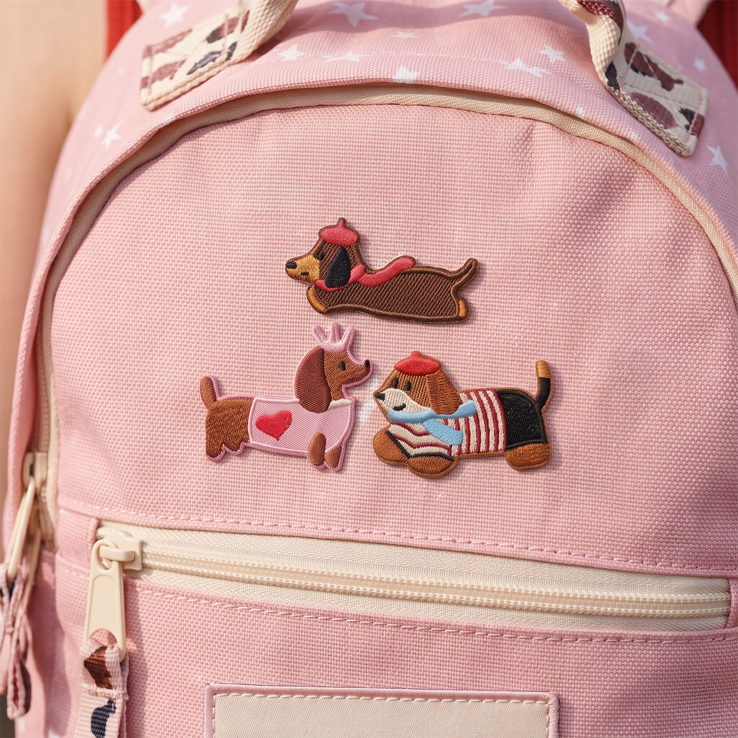 Textilpatch / Textilplåster OEM Dachshund, Set om 3 stycken, Flerfärgad