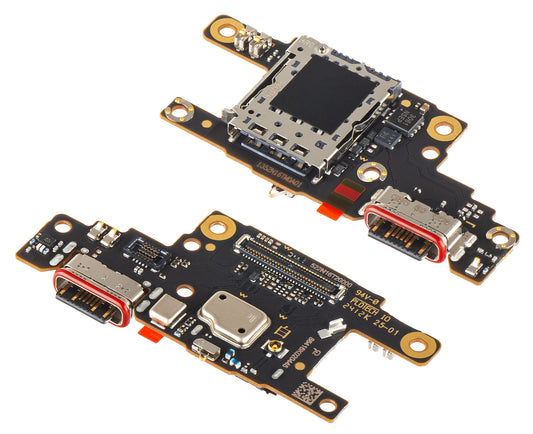 Laddningskontakt Kort - Mikrofon - SIM-läsarmodul Xiaomi Poco F6, Servicepaket 5600010N16T00