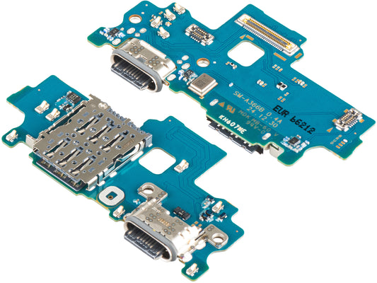 Laddningskontaktkort - Mikrofon - SIM-kortläsarmodul Samsung Galaxy A36 A366, Service Pack GH96-19348A