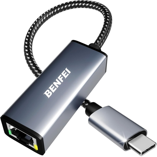 Benfei nätverkskort, RJ45, USB-C, grå