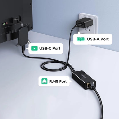 UGREEN CR110 Network Card (75535), RJ45, USB / USB-C, Black