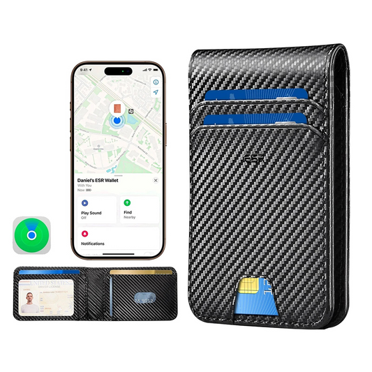 ESR Classic Geo Carbon plånbok med Find My-funktion och RFID-skydd, svart, omförseglad