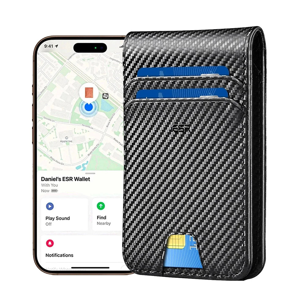 ESR Classic Geo Carbon plånbok med Find My-funktion och RFID-skydd, Svart