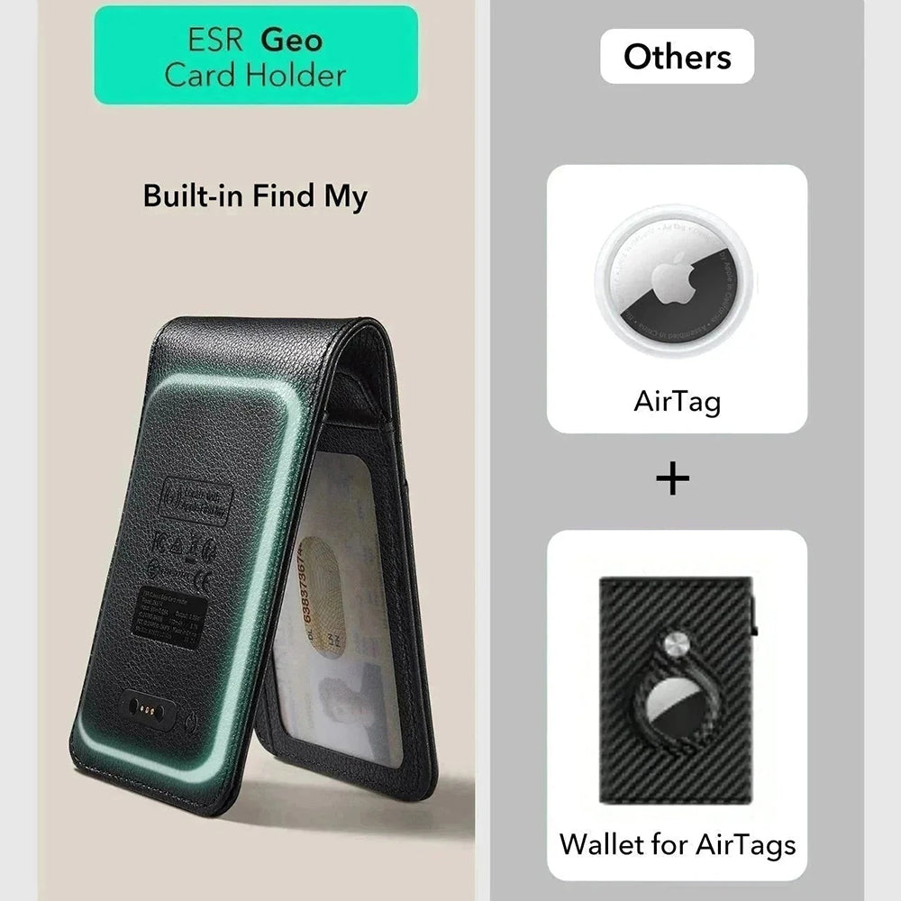 ESR Classic Geo Carbon plånbok med Find My-funktion och RFID-skydd, Svart