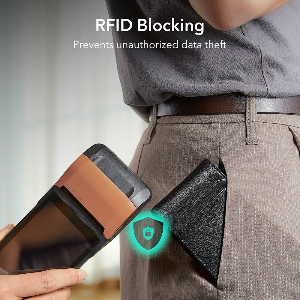 ESR Classic Geo Carbon plånbok med Find My-funktion och RFID-skydd, Svart