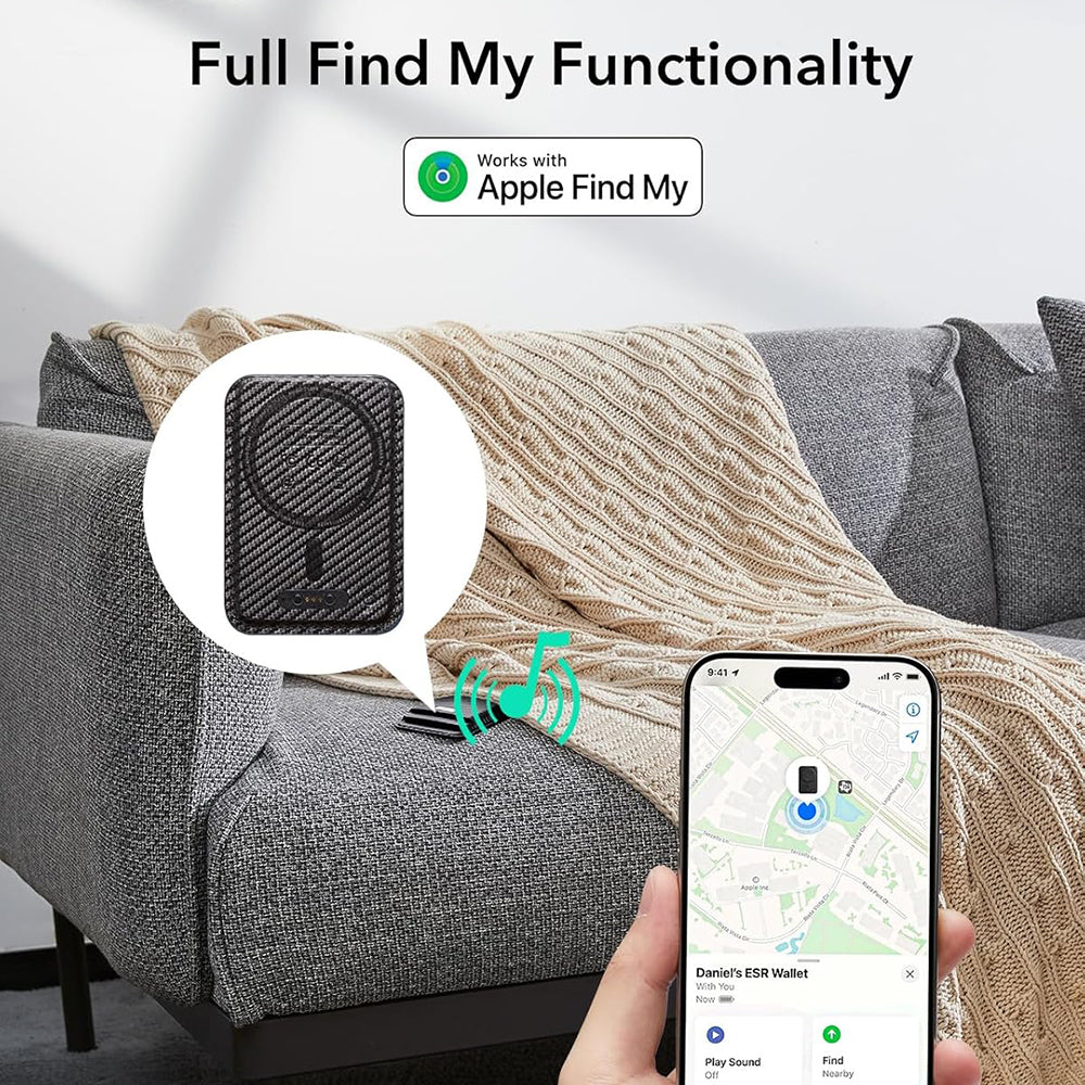 Magsafe-plånbok, ESR, Classic Geo Carbon, Svart