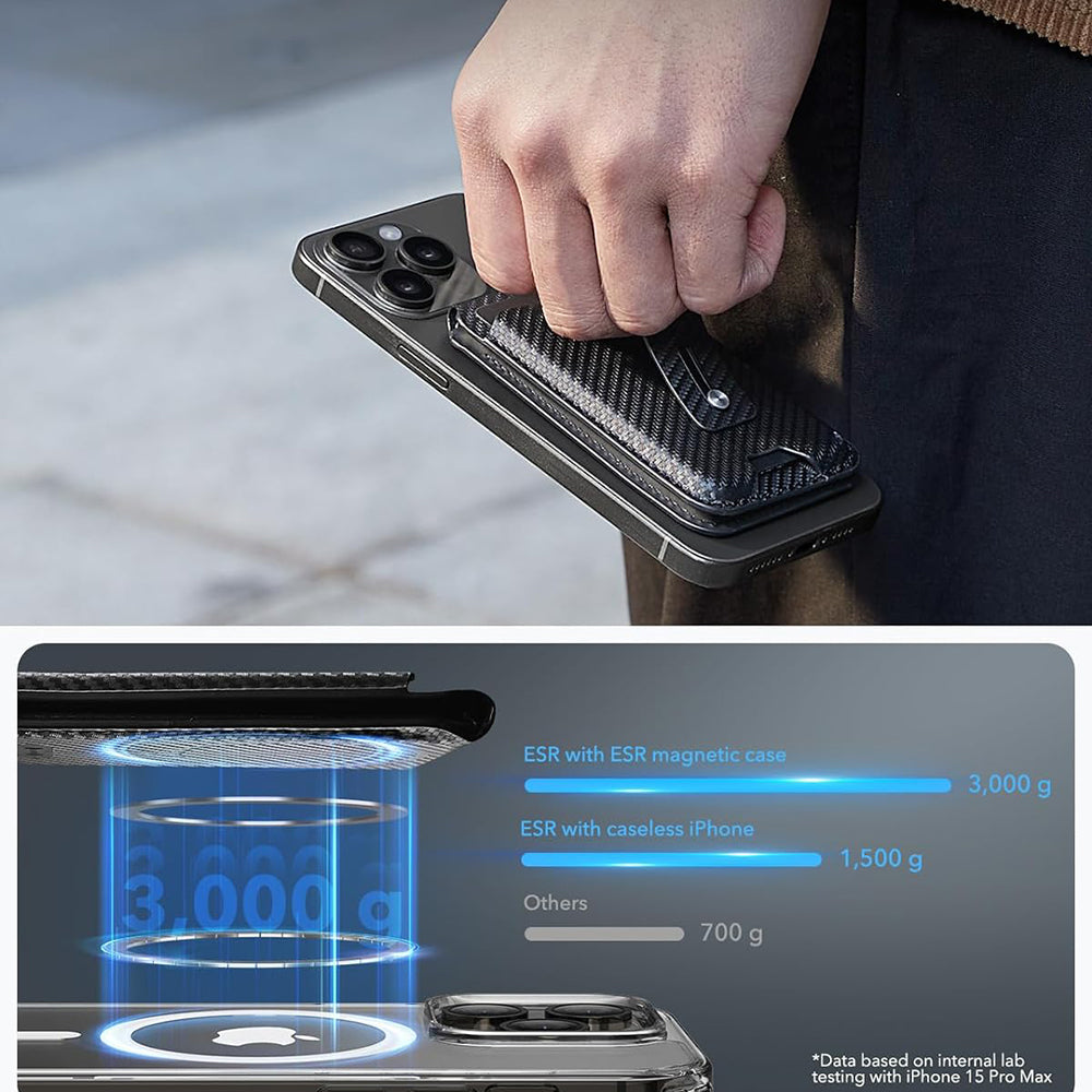 Magsafe-plånbok, ESR, Find my Wallet Carbon, Svart