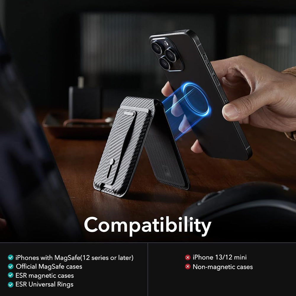 Magsafe-plånbok, ESR, Find my Wallet Carbon, Svart