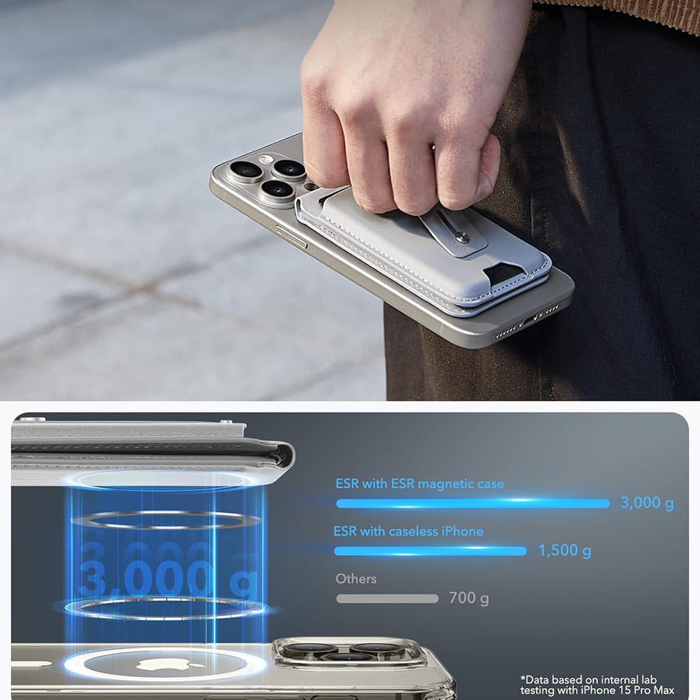 Magsafe plånbok, ESR, Find my Wallet, Grå