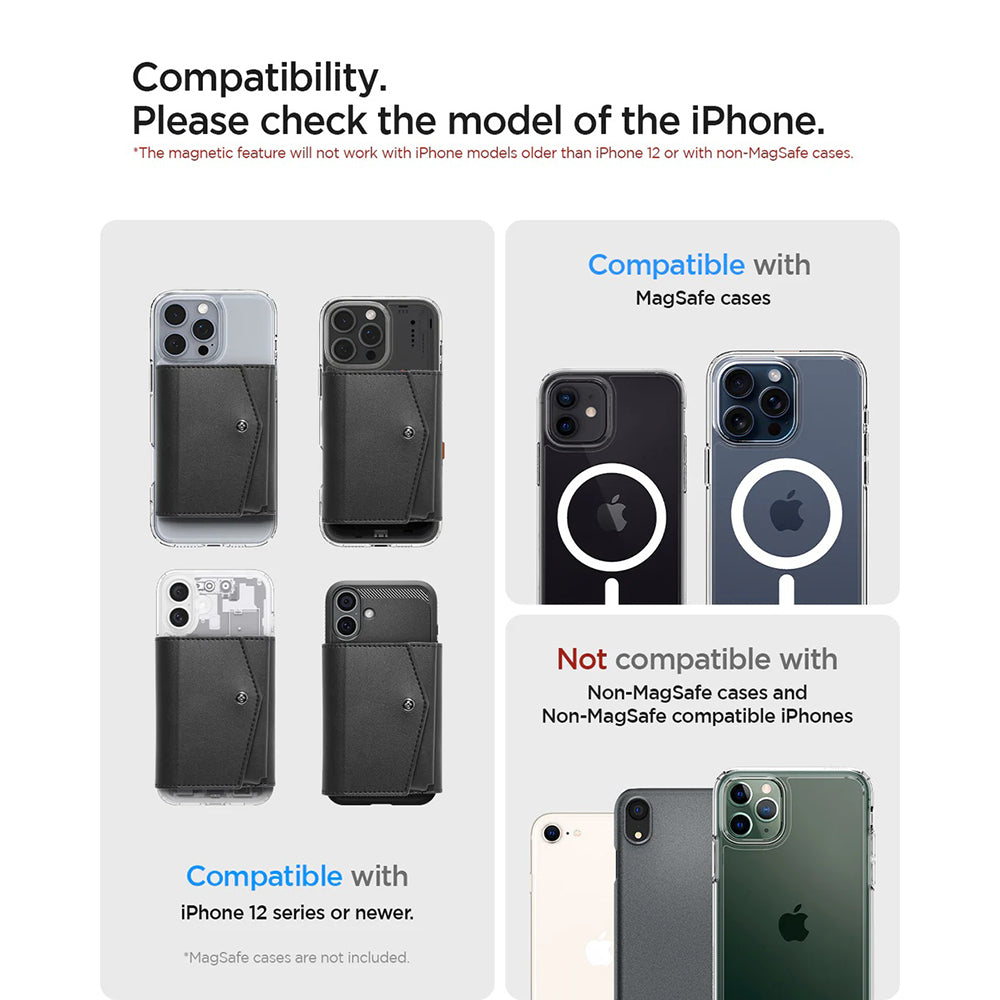 Plånbok Magsafe, Spigen, Valentinus Pro, Svart