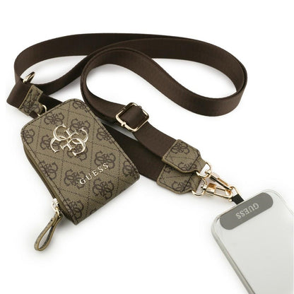 Guess 4G Metal Logo Wallet and Phone Lanyard, Brown