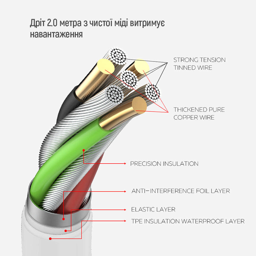 Förlängningssladd ColorWay, 6 x Schuko, Vit