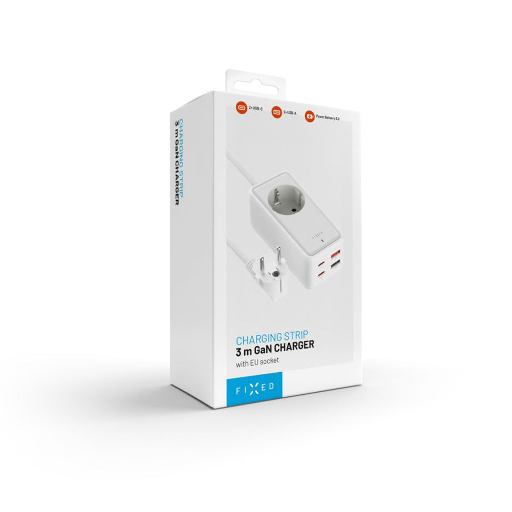 Förlängningssladd Fixed, 1 x Schuko, Vit