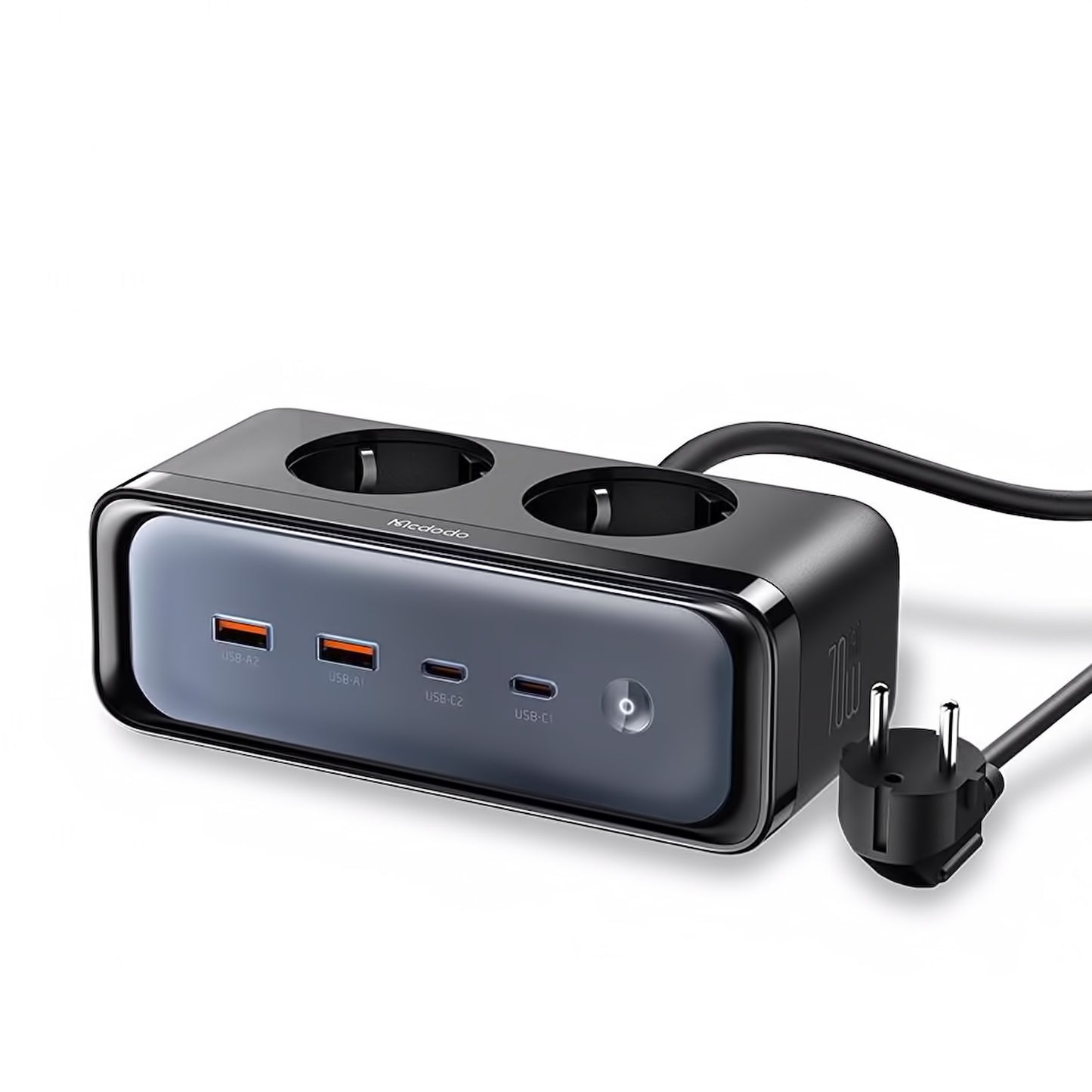 Förlängningssladd McDodo CH-4610, 2 x Schuko, Svart