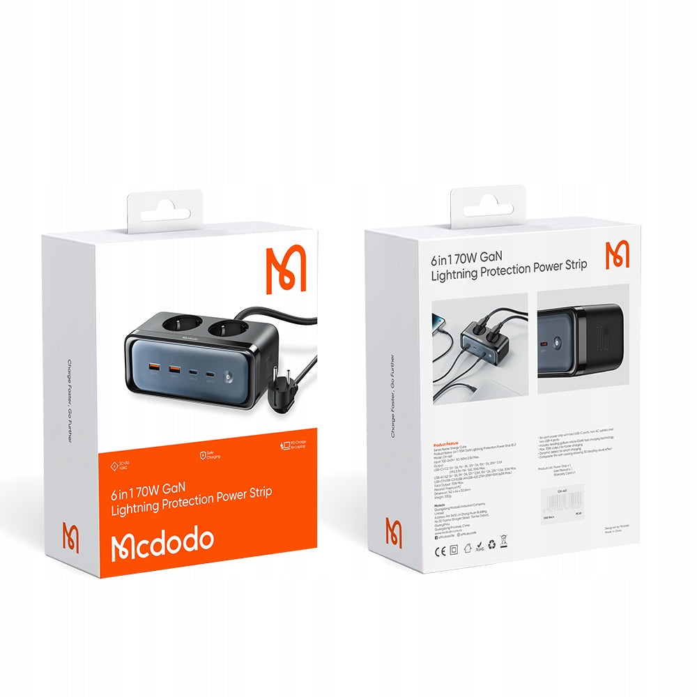Förlängningssladd McDodo CH-4610, 2 x Schuko, Svart
