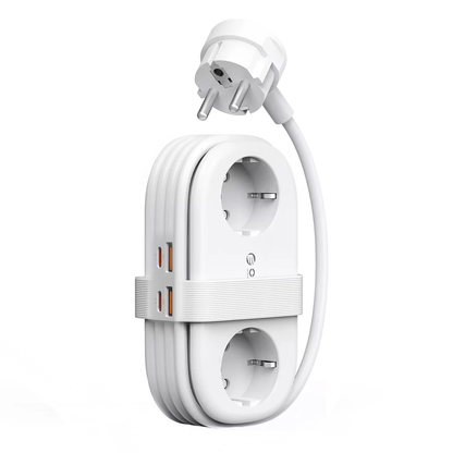 Orico-förlängningssladd AP3, 2 x Schuko - 2 x USB-A - 2 x USB-C, Vit