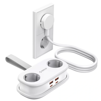 Orico-förlängningssladd AP3, 2 x Schuko - 2 x USB-A - 2 x USB-C, Vit