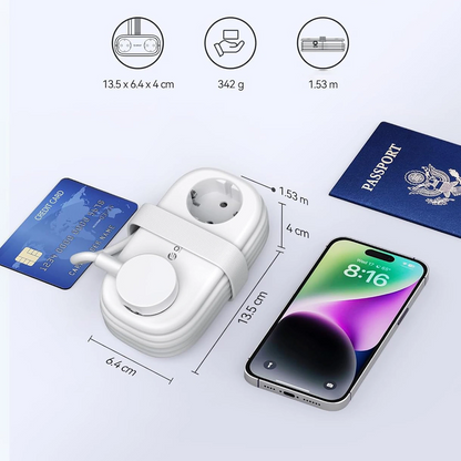 Orico-förlängningssladd AP3, 2 x Schuko - 2 x USB-A - 2 x USB-C, Vit