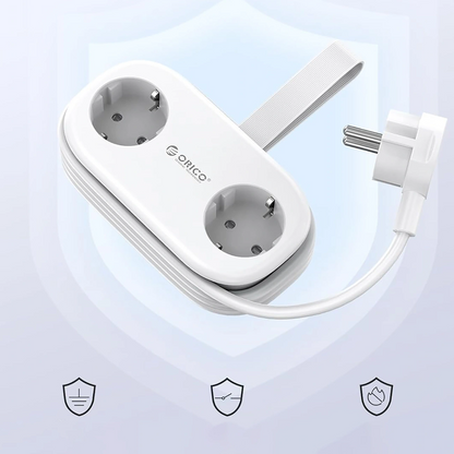 Orico-förlängningssladd AP3, 2 x Schuko - 2 x USB-A - 2 x USB-C, Vit