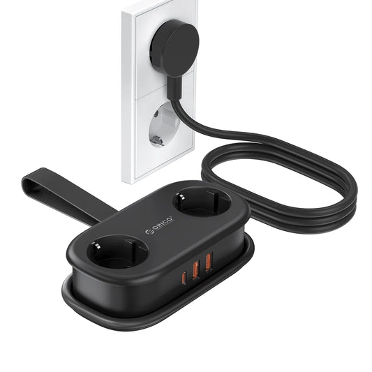 Orico APP förlängningssladd, 2 x Schuko - 2 x USB-A - 1 x USB-C, Svart