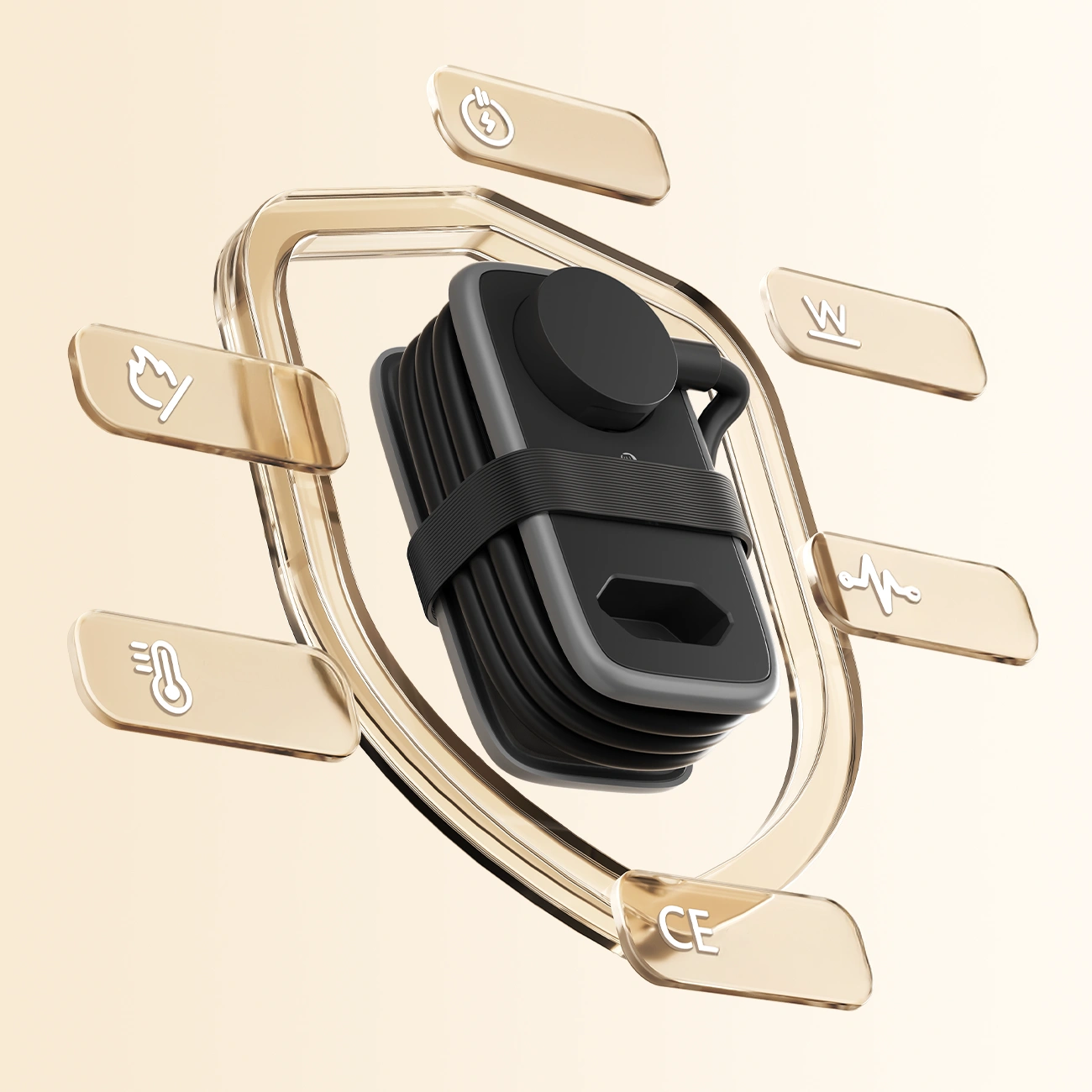 Orico APP förlängningssladd, 1 x Schuko - 1 x uttag - 2 x USB-A - 1 x USB-C, Svart Grå