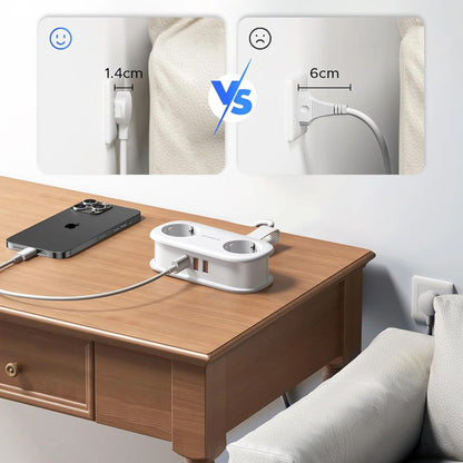 Orico APP förlängningssladd, 2 x Schuko - 2 x USB-A - 1 x USB-C, Vit