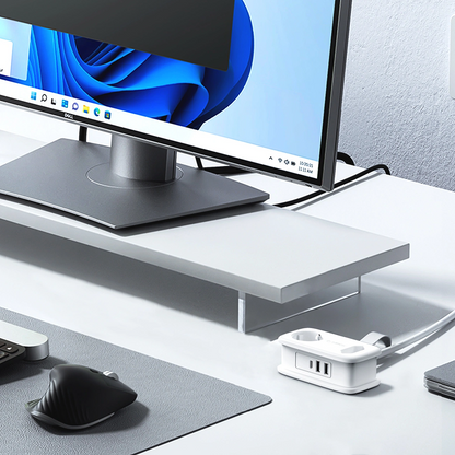 Orico APP förlängningssladd, 1 x Schuko - 1 x uttag - 2 x USB-A - 1 x USB-C, Vit Grå