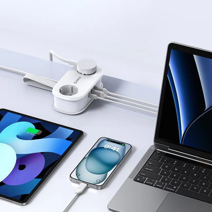 Orico APP förlängningssladd, 2 x Schuko - 2 x USB-A - 1 x USB-C, Vit