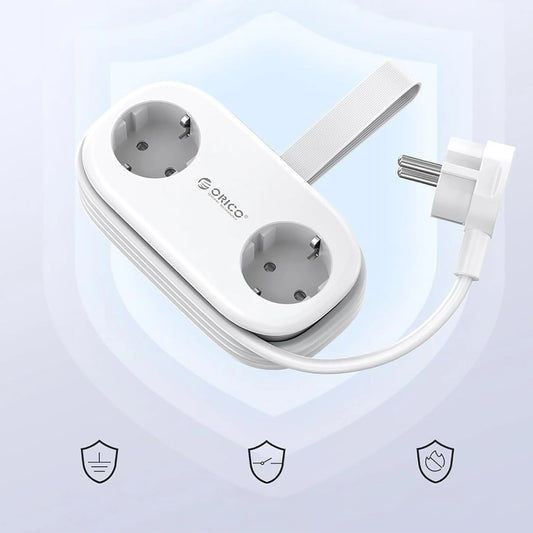 Orico APP förlängningssladd, 2 x Schuko - 2 x USB-A - 1 x USB-C, Vit